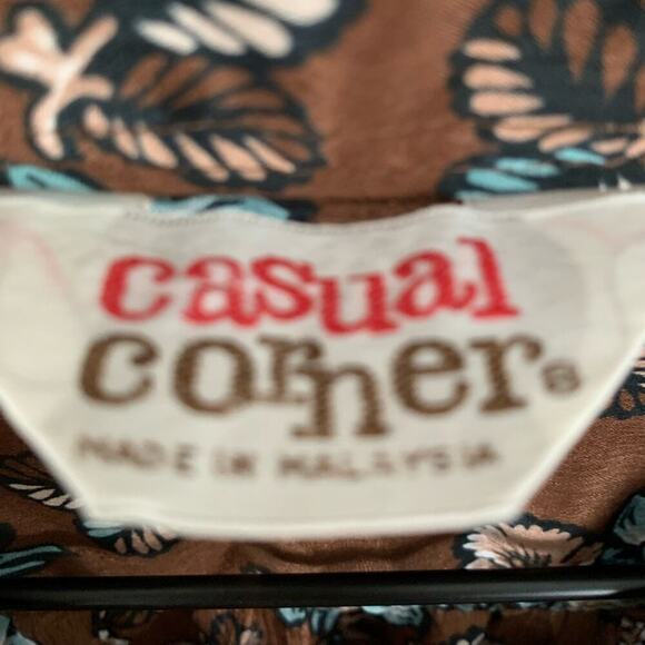 Casual Corner Women Vintage Blouse Long Sleeve Brown Floral Cottage Boho Medium - Picture 2 of 7